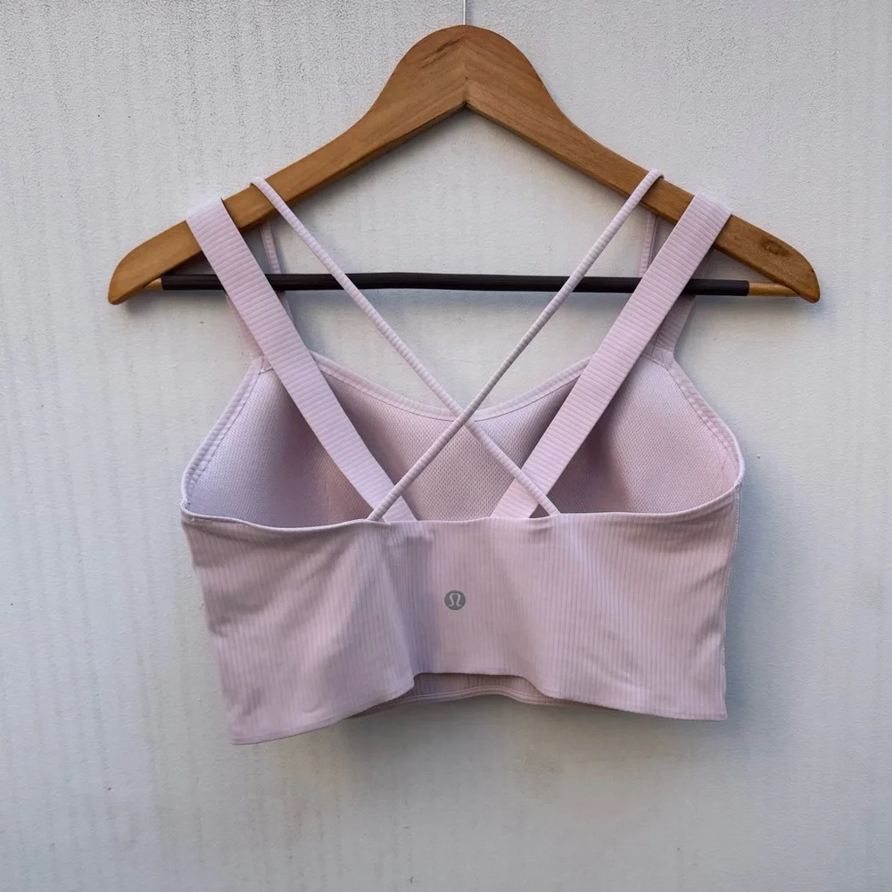 LULULEMON - Like a Cloud Longline Bra D/DD *Ribbed in Blissful Pink. Size 10 - Picture 7 of 7